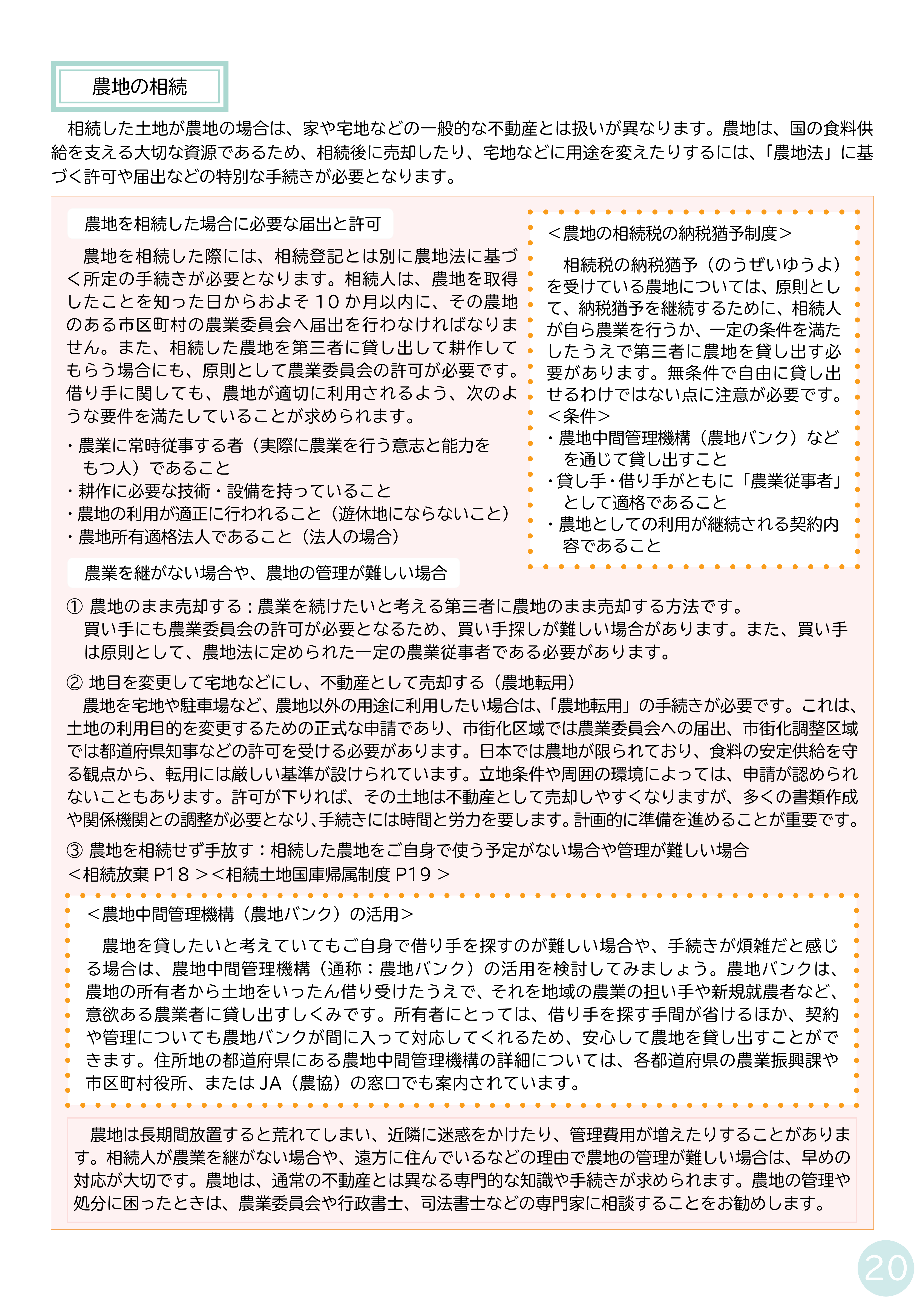 P19 不動産の相続／P20 農地の相続