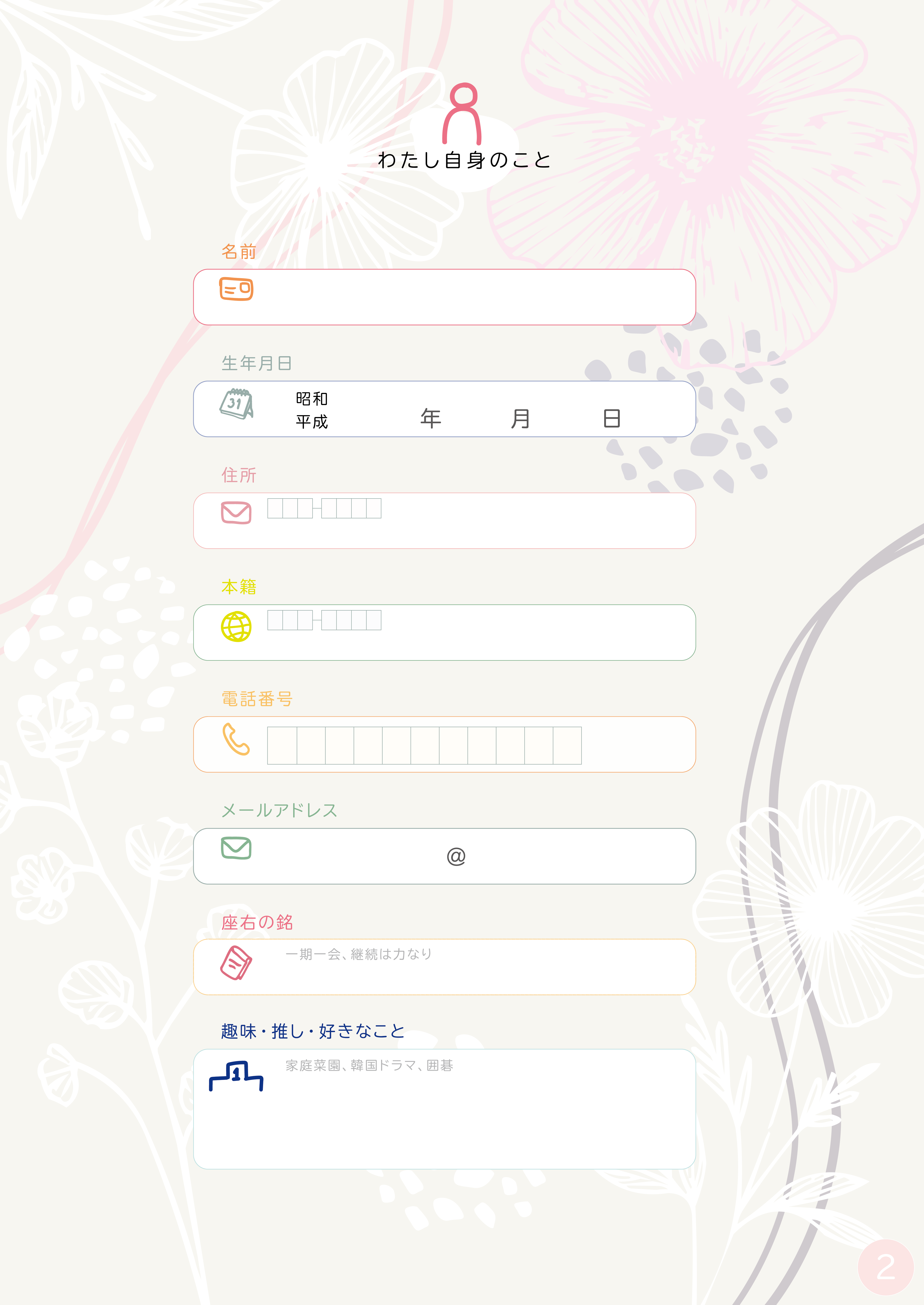 P1 ごあいさつ ／ P2 わたし自身のこと